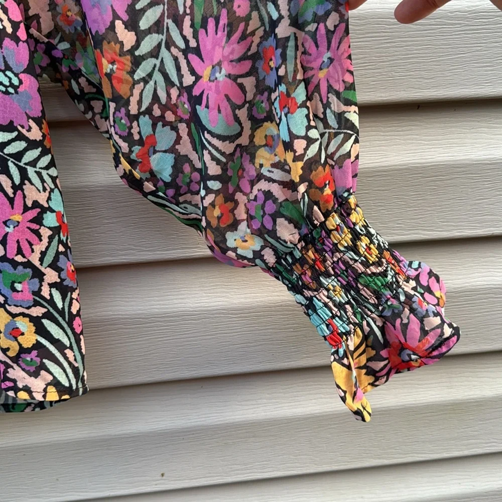 Anthropologie | BTFL-Life Floral Long Sleeve Blouse size Medium - Picture 3 of 7